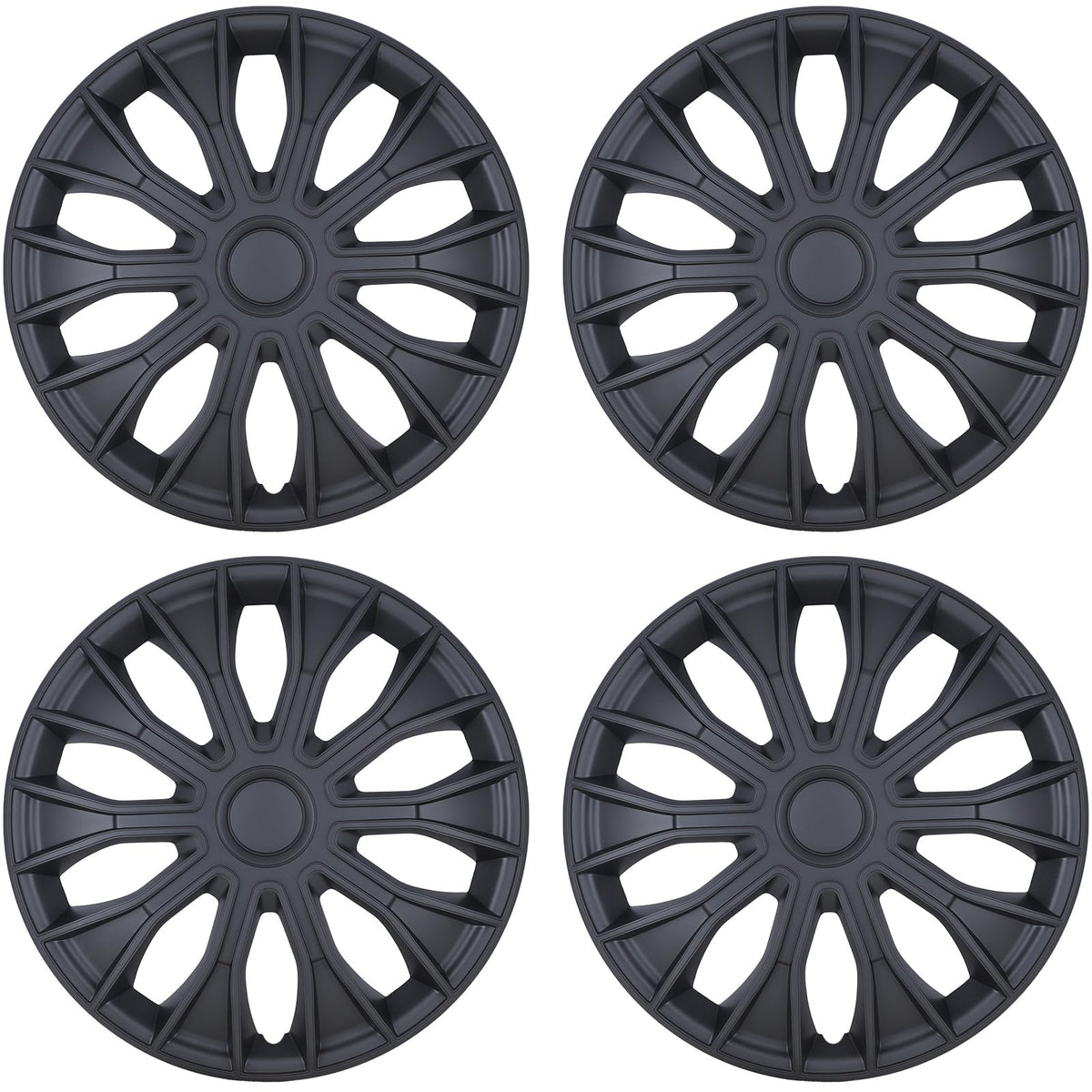 4-Pack 14 Inch Wheel Rim Cover Hubcaps, R14 Hub Caps, Matte Black