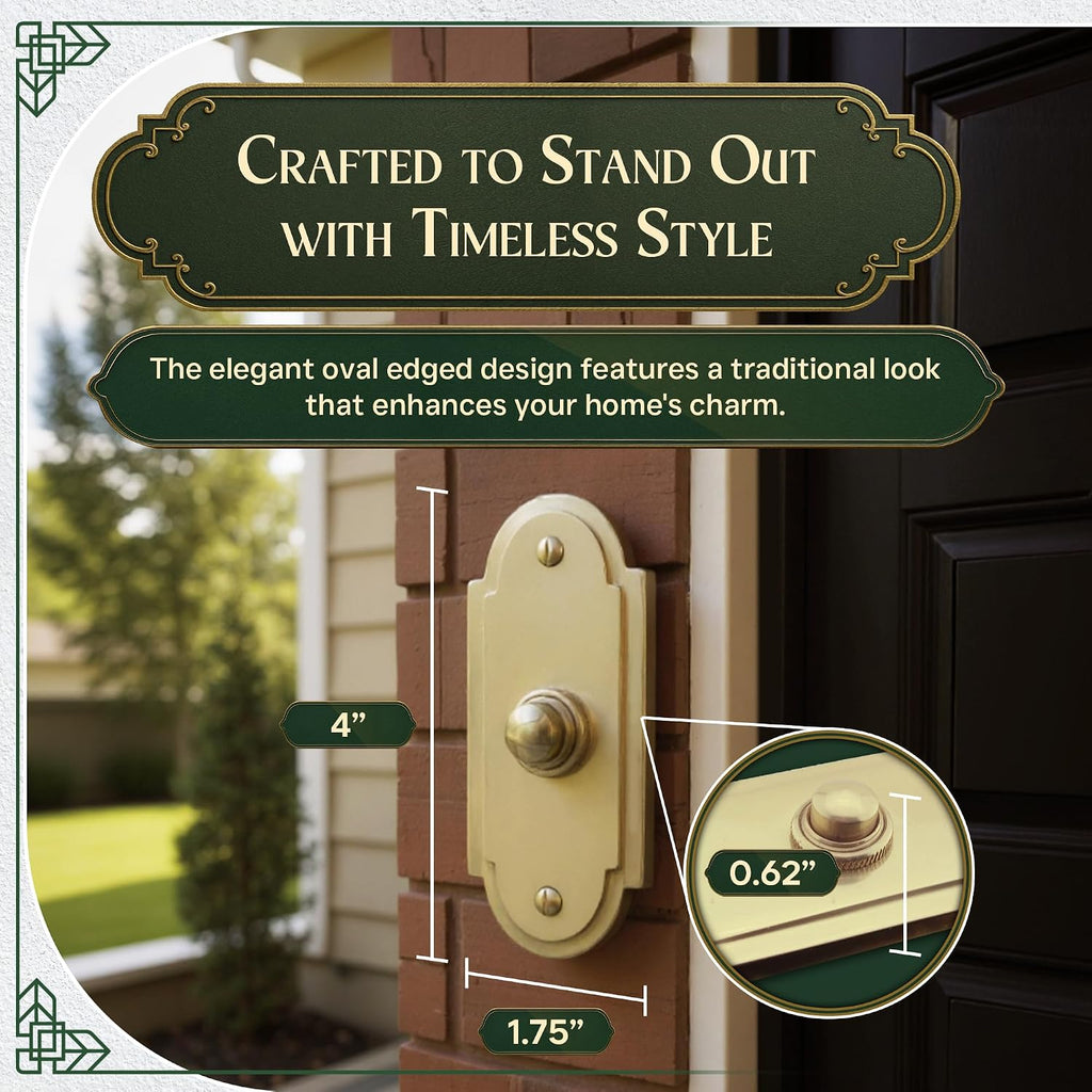 Doorbell Button 4 in. Lacquered Brass Wired Vintage Push Button with Mounting Hardware Pack of 2