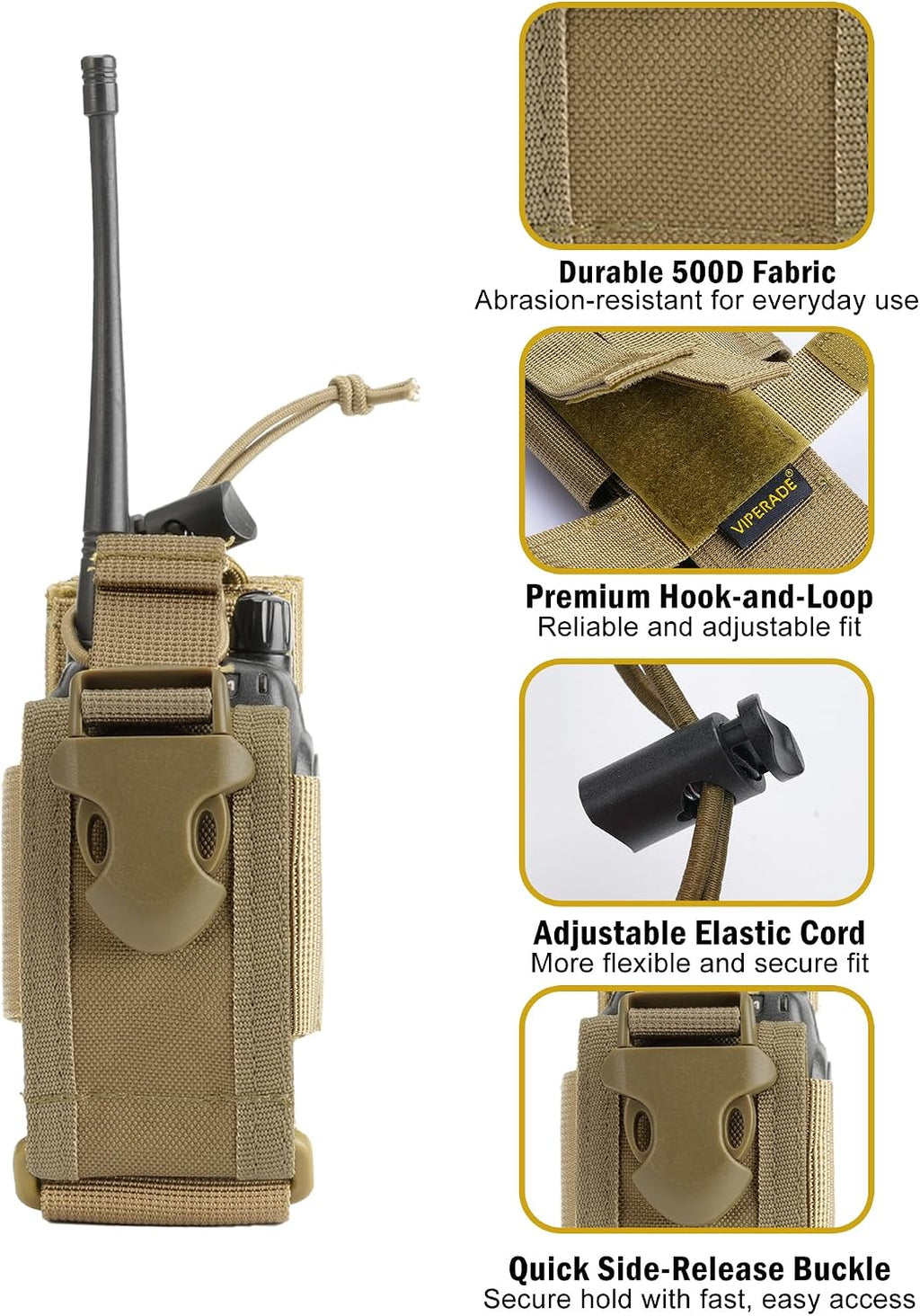 Radio Holster MOLLE Radio Pouch Universal Walkie Talkie Pouch | Horizontal & vertical carry for belt vest backpack