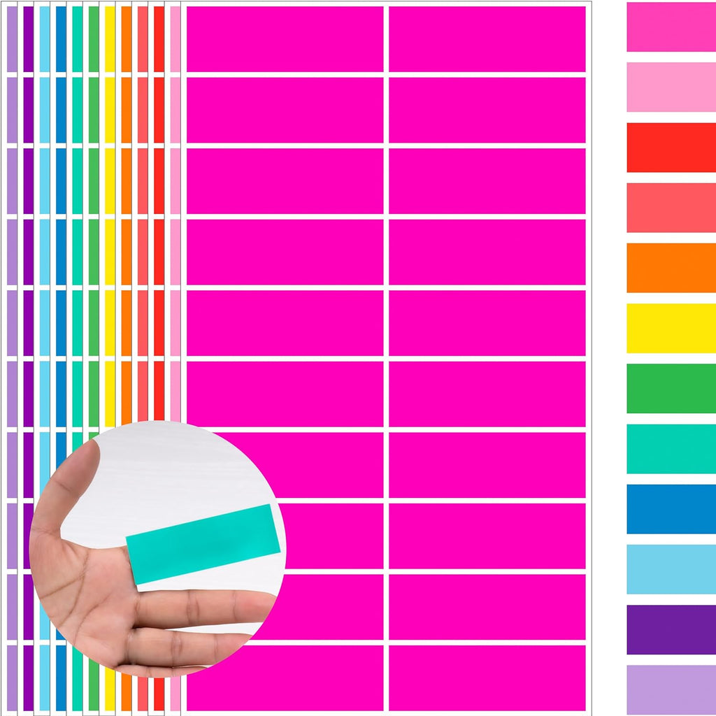 Colored Label Stickers,12 Colors,3 x 1 Inch Folder Labels-480 Pcs