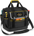 12-Inch Tool Bag with Hard Bottom, Electrician Tool Box Organizer with Detachable Divider, Multi-Purpose Work Tote