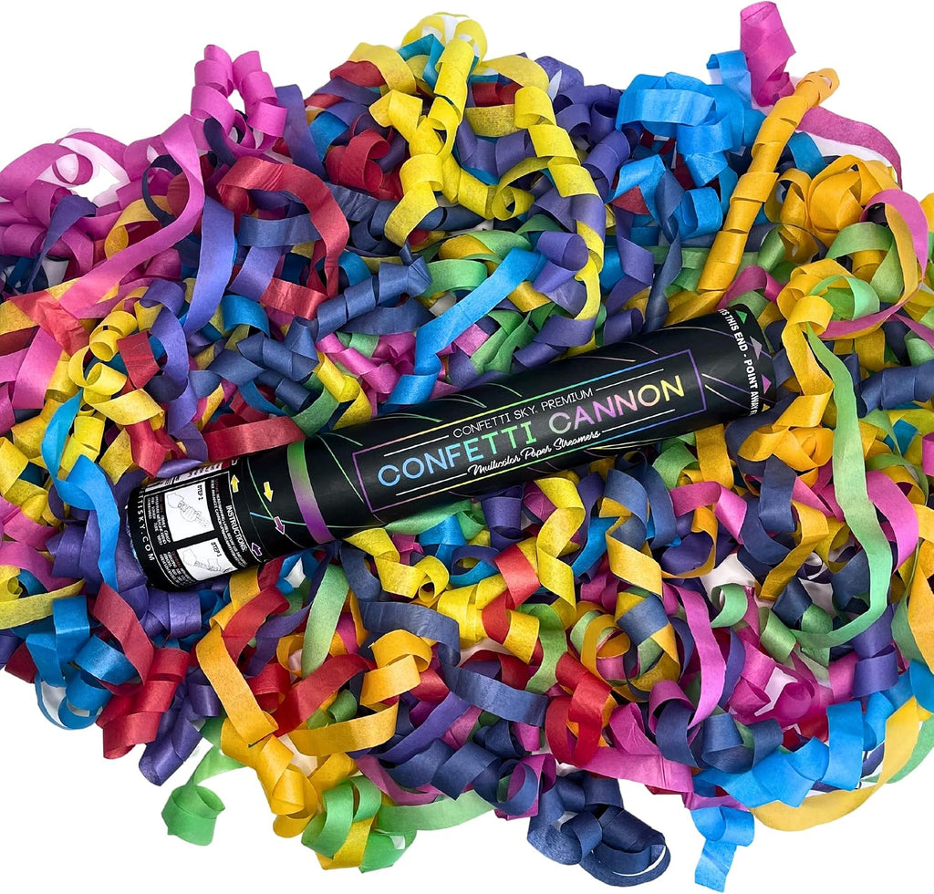 [6 Pack] 12 Inch Confetti Cannons | Multicolor Streamers Poppers for Wedding Celebration, Birthday Party, Pranks