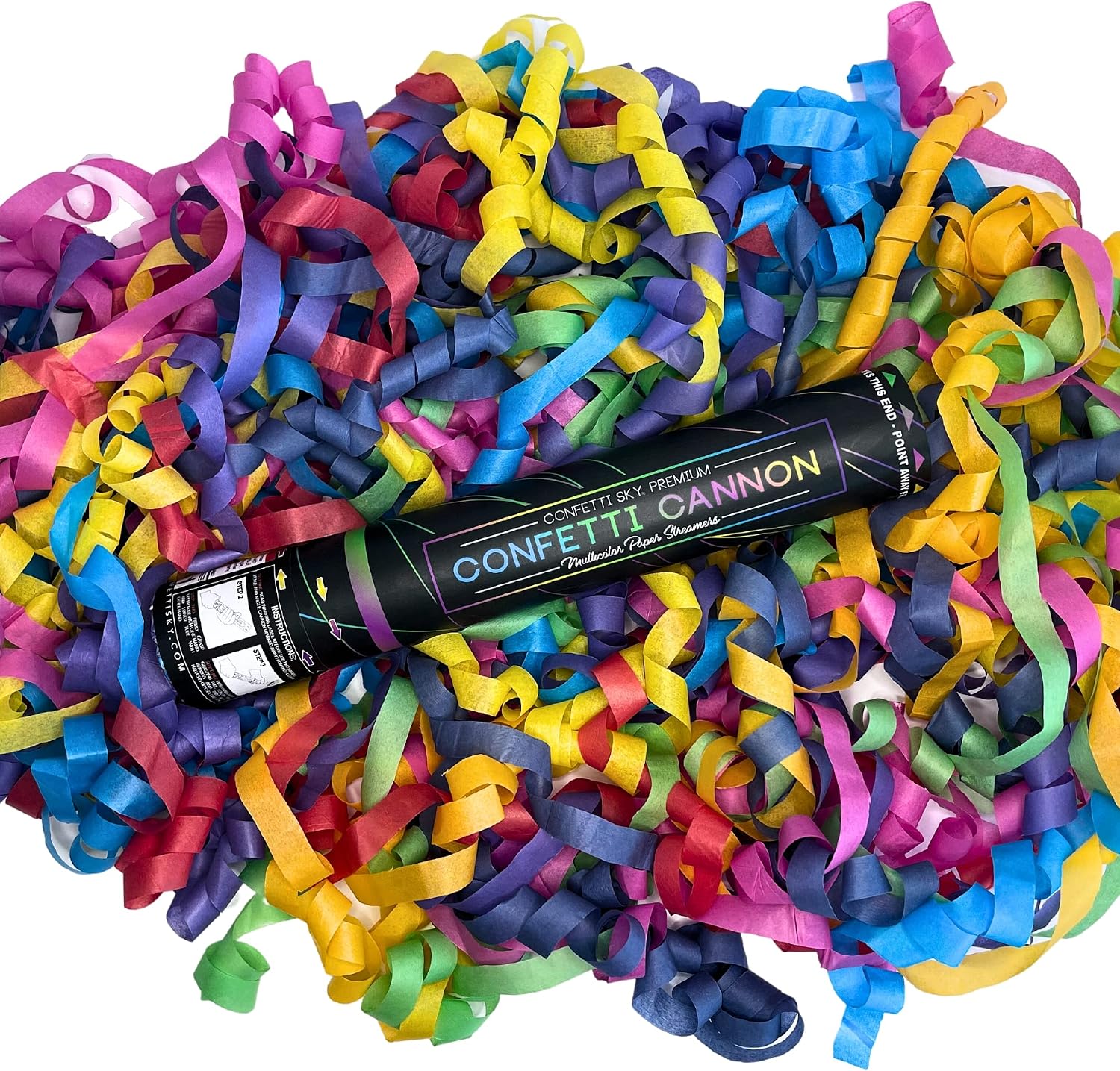 [6 Pack] 12 Inch Confetti Cannons | Multicolor Streamers Poppers for Wedding Celebration, Birthday Party, Pranks
