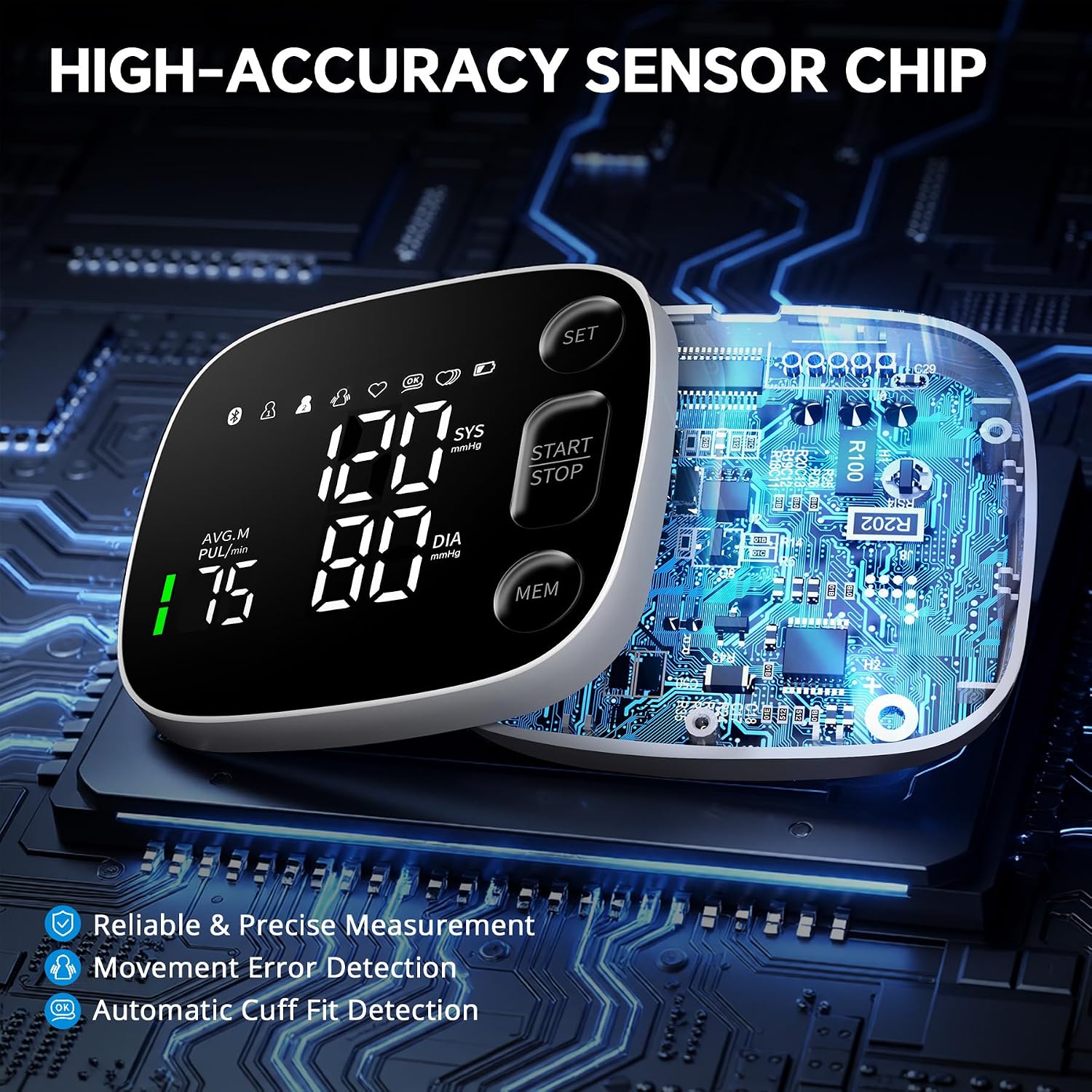 Blood Pressure Monitor Bluetooth Upper Arm BP Machine for Home Use