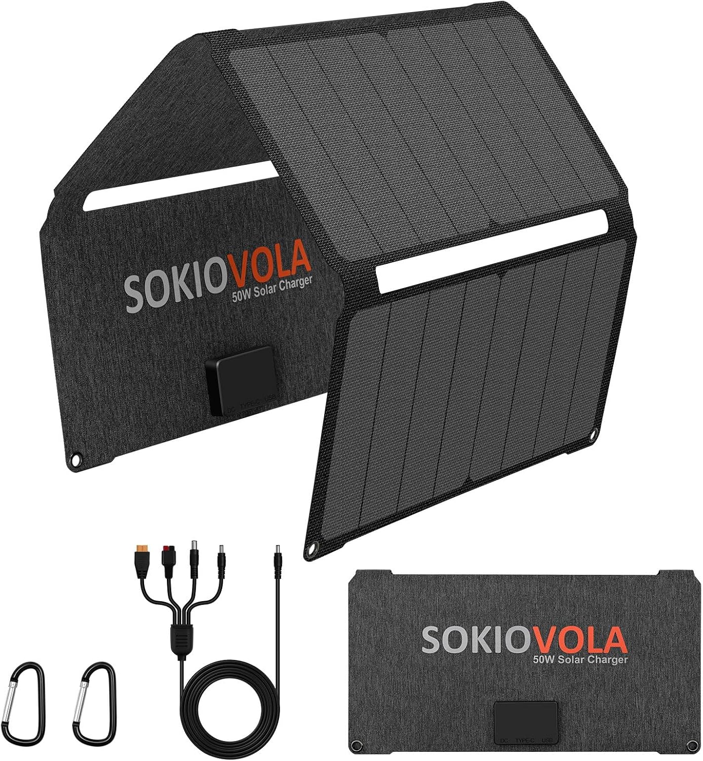 [Upgraded] Foldable Solar Panels 50W Portable Solar Panel Charger 3 Output Ports (USB-A USB-C DC) Folding Solar Panel