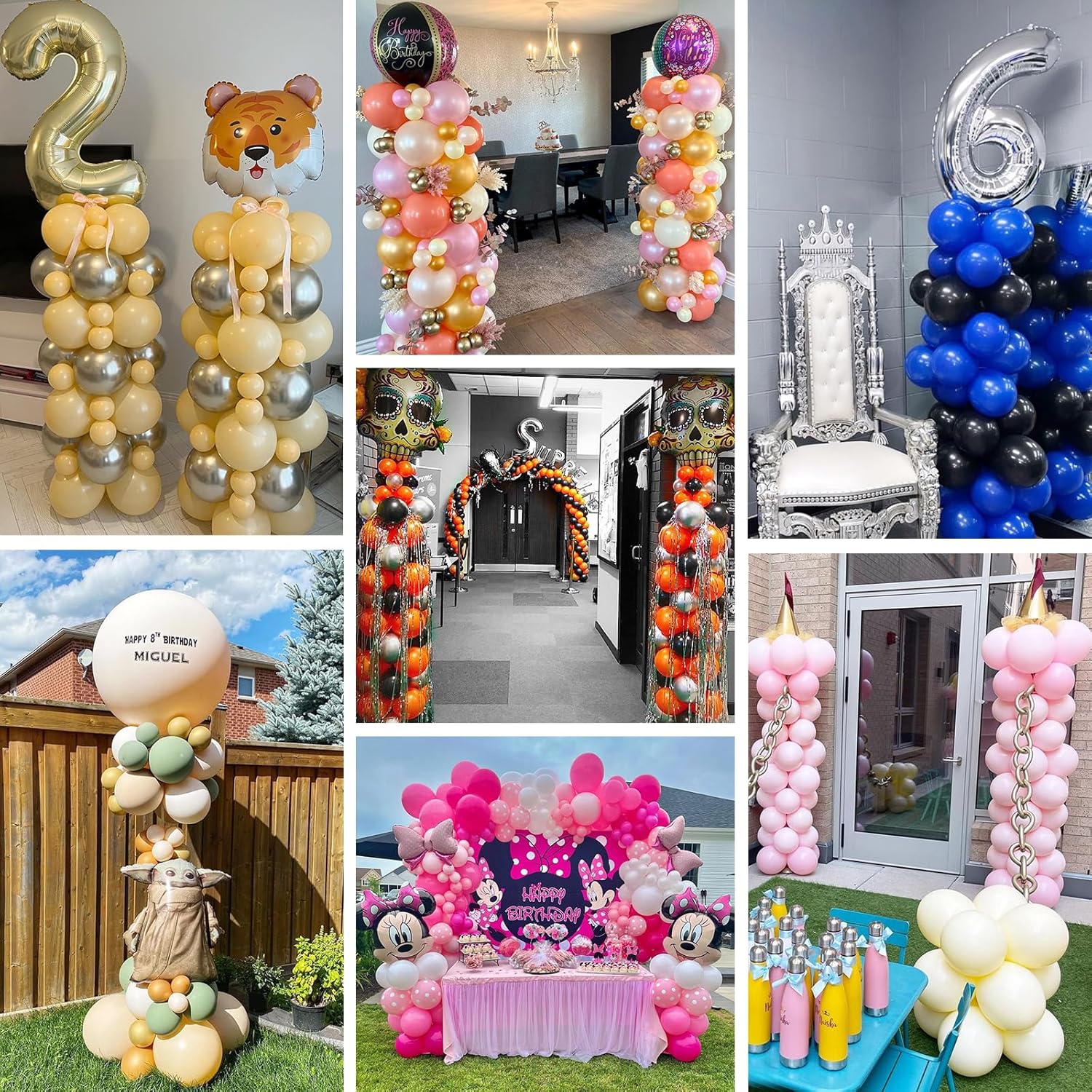Telescoping Balloon Stand Set of 2, 1.5ft to 7ft Free Adjustable Metal Balloon Column Stand for Party Decorations