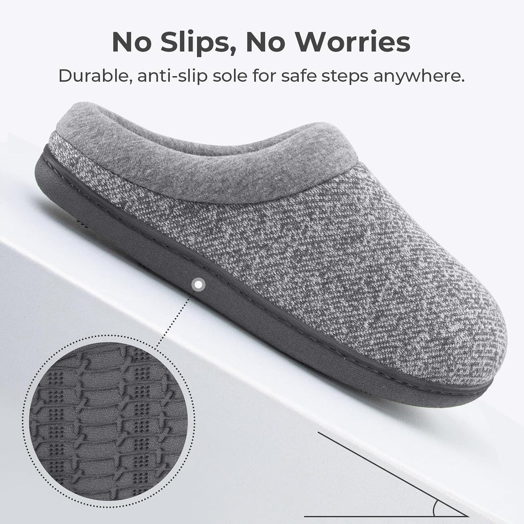 Women's Knit Memory Foam Slippers Warm Soft House Anti-Slip Shoes | Slip-on,Machine-washable,Indoor,Outdoor