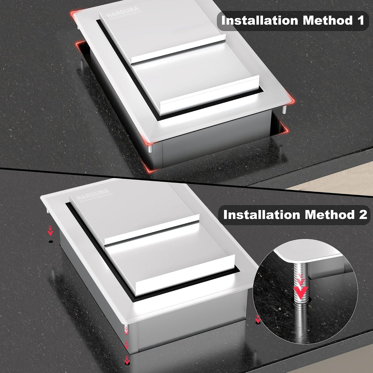 HARDURA Drop-in Stainless Steel Ice Bin