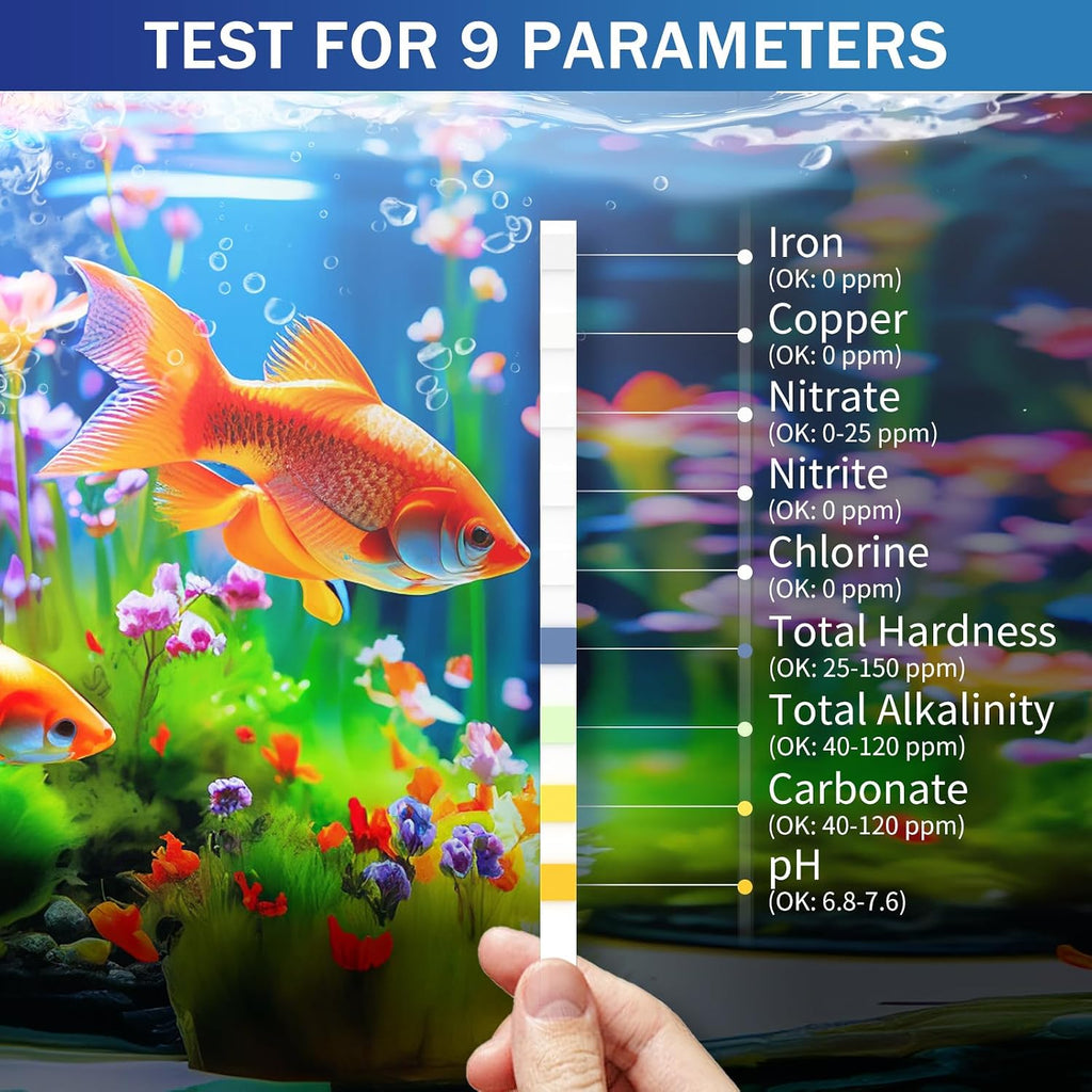 9 in 1 Aquarium Test Strips 150 Aquarium Test Kit Fish Tank Test Kit | Quick & Accurate Aquarium Water Testing Strips