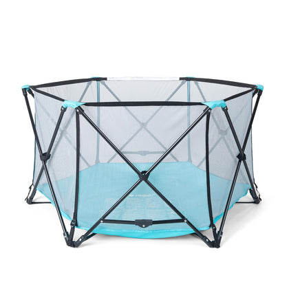 Safety My Play Portable Baby Playpen & Play Yard, Foldable 6-Panel Indoor Outdoor Playpen for Babies & Toddlers, Mesh