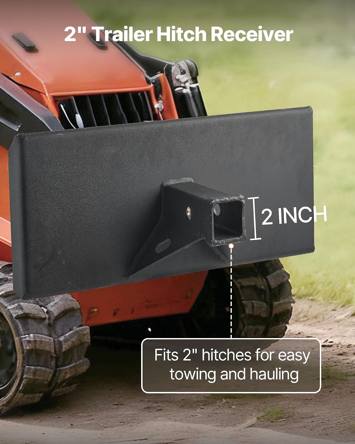 1/4 in Skid Steer Mount Plate with 2" Receiver Hitch, Universal Quick Attach Mount Plate, 1500lbs Capacity, Heavy