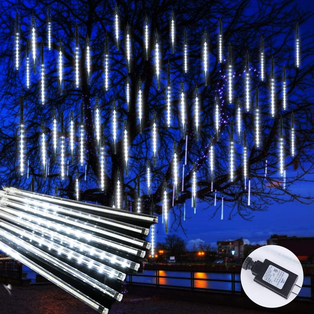 Christmas Lights Outdoor, 16 Inch 10 Tube 360 LED Icicle Lights | Connectable Meteor Shower Light Outdoor, Hanging
