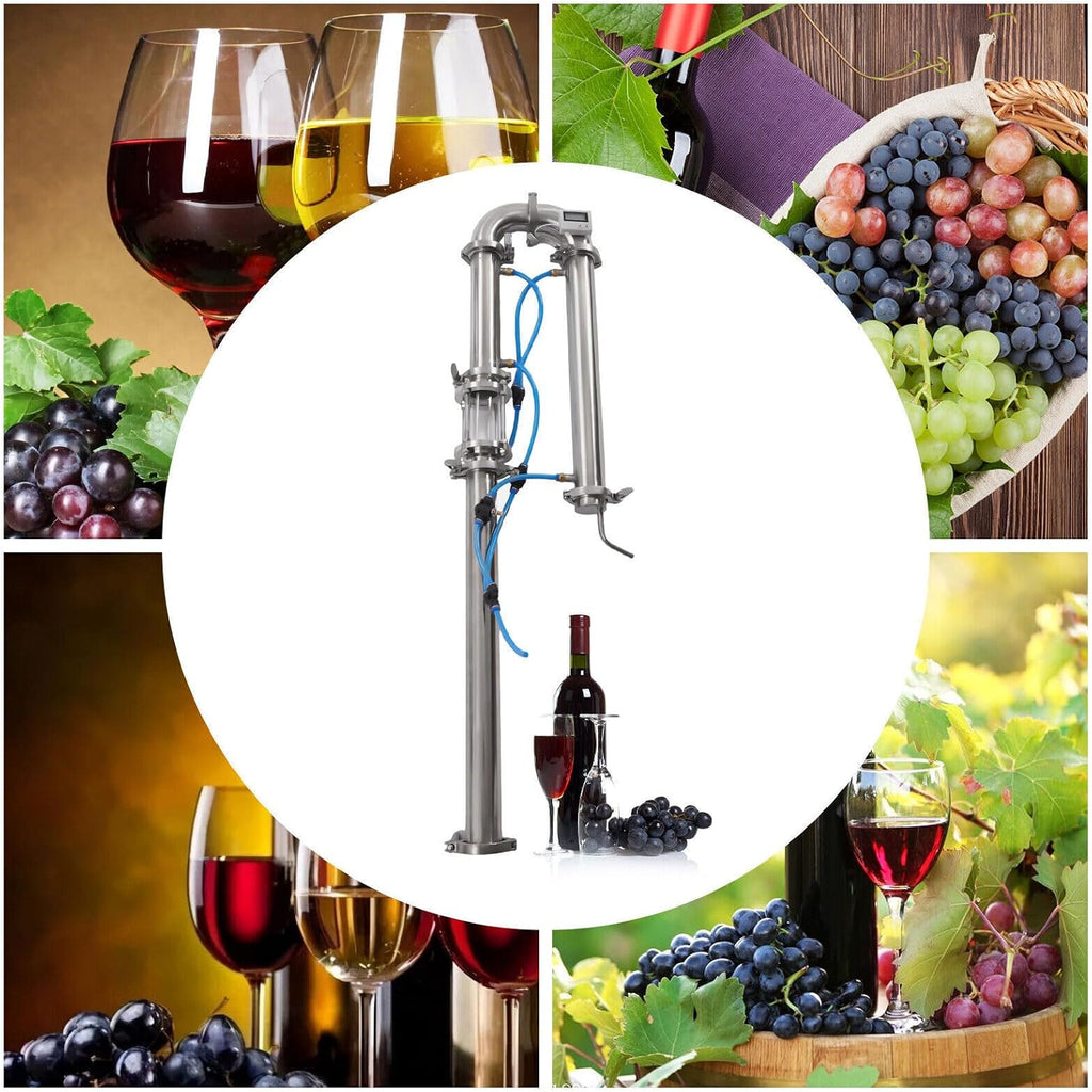 Tubular Distillation Tower, 51mm Moonshine Still w/Sight Glass Copper Mesh, Stainless Steel Distilling Equipment, DIY