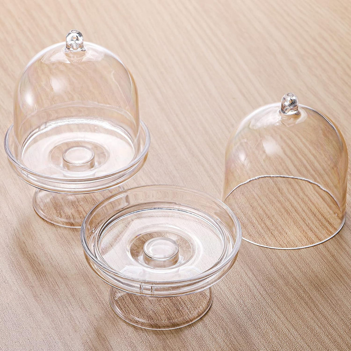 36 Pack Mini Cake Plate with Lid, Plastic Cupcake Stand Dome Cover, Clear Small Cake Display Stand for Chocolate