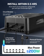 DEWENWILS 200W Low Voltage Transformer with Photocell Sensor & Timer