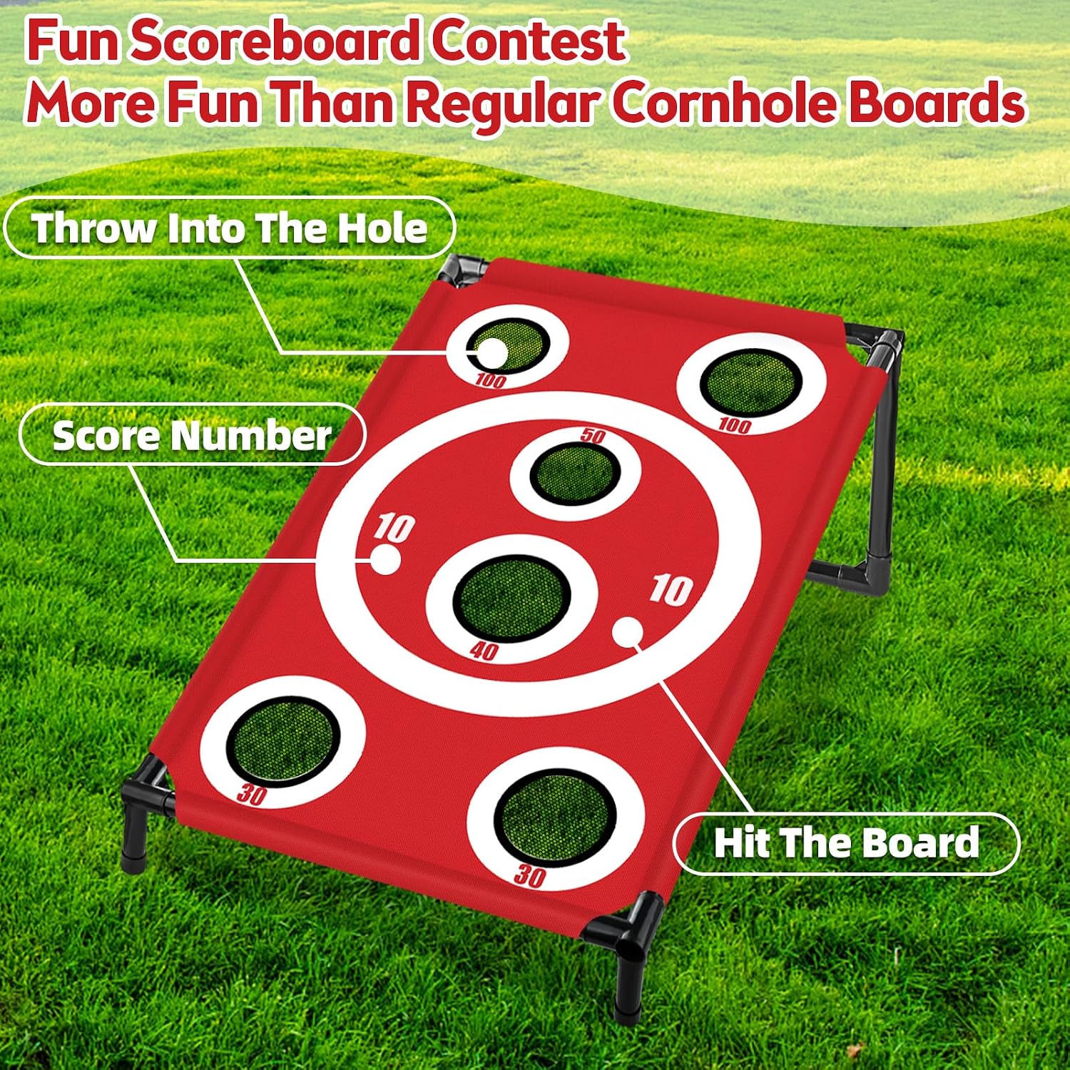 Cornhole Board Set Corn Hole Games for Adults and Kids Beach Lawn | Cornhole Game with 8 Bean Bags,Carrying Case