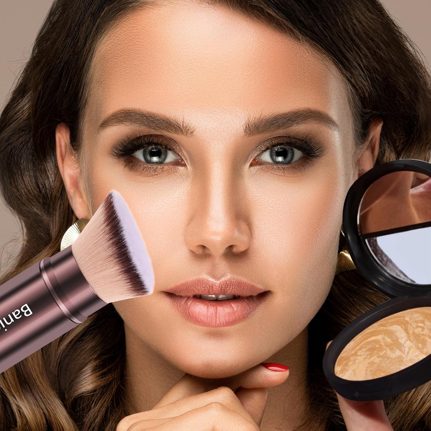 Makeup Brush Retractable Kabuki Face Brushes Portable Travel Blush Brush | Flawless for Foundation, Powder Blush