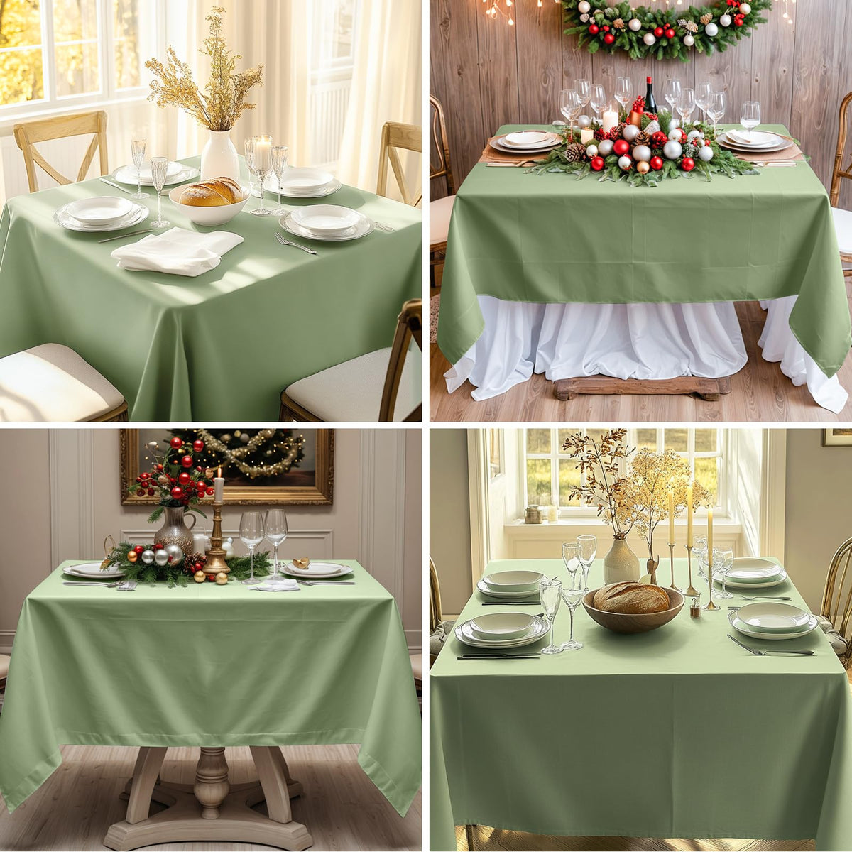 1 Pack Sage Green Square Tablecloths 52x52 Inch for Dining Tables