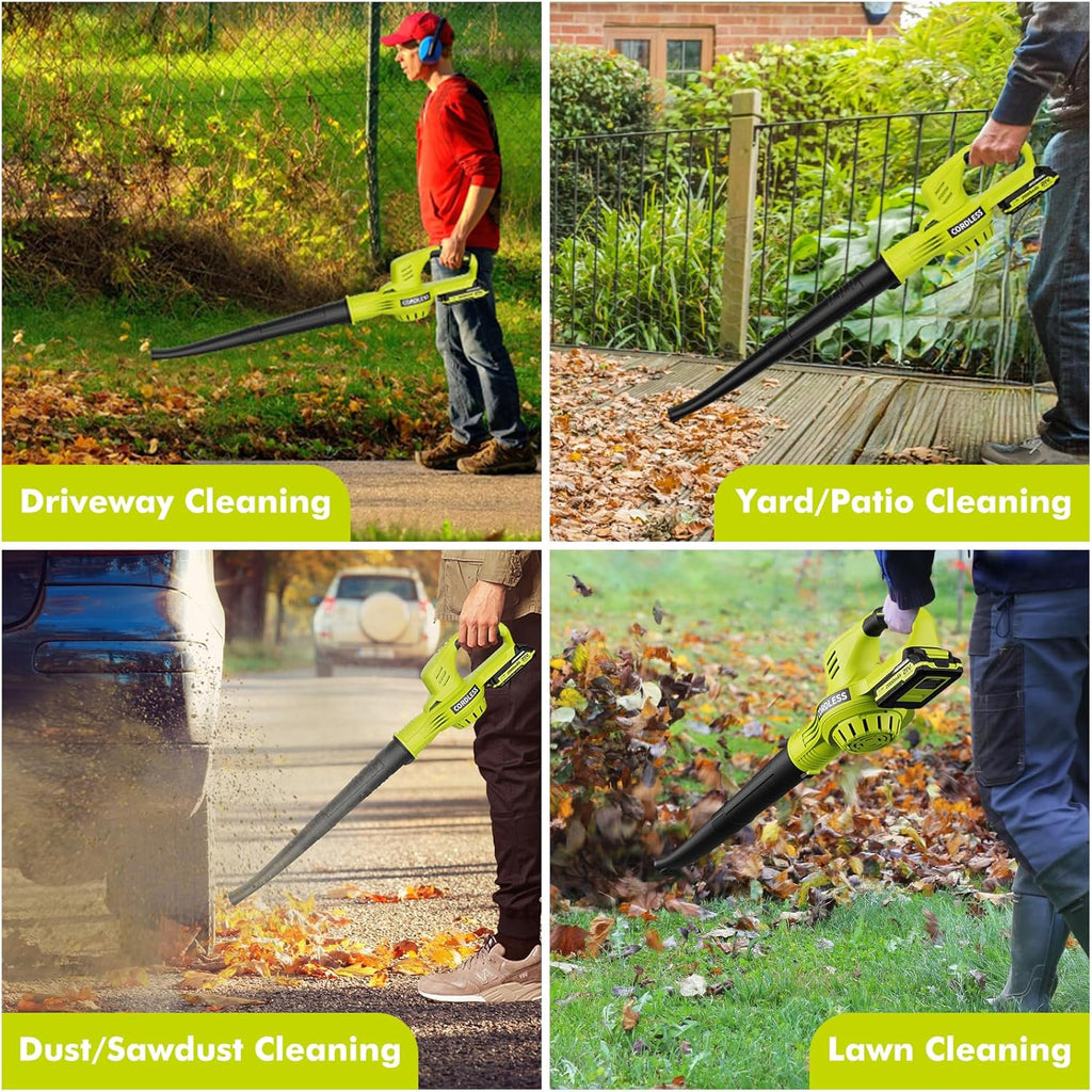 Leaf Blower Cordless 21V with 2 Batteries Charger Lightweight Battery Power | Electric Leaf Blower, Battery Powered