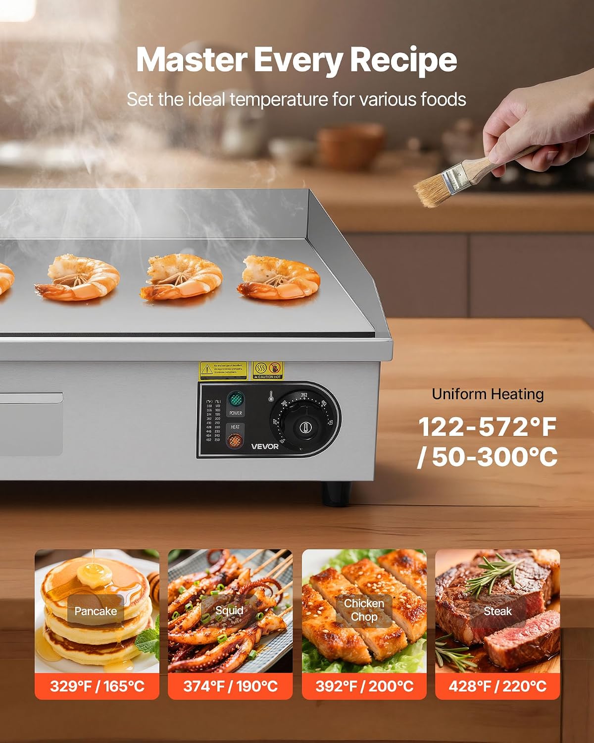 Commercial Electric Griddle, 30" No Plug, Countertop Flat Top Griddle
