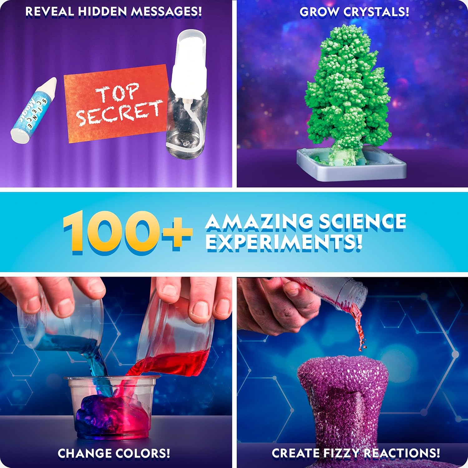 National Geographic Amazing Chemistry Set with 100+ Experiments Ages 8-12 | Crystal Growing, Chemical Reactions, STEM