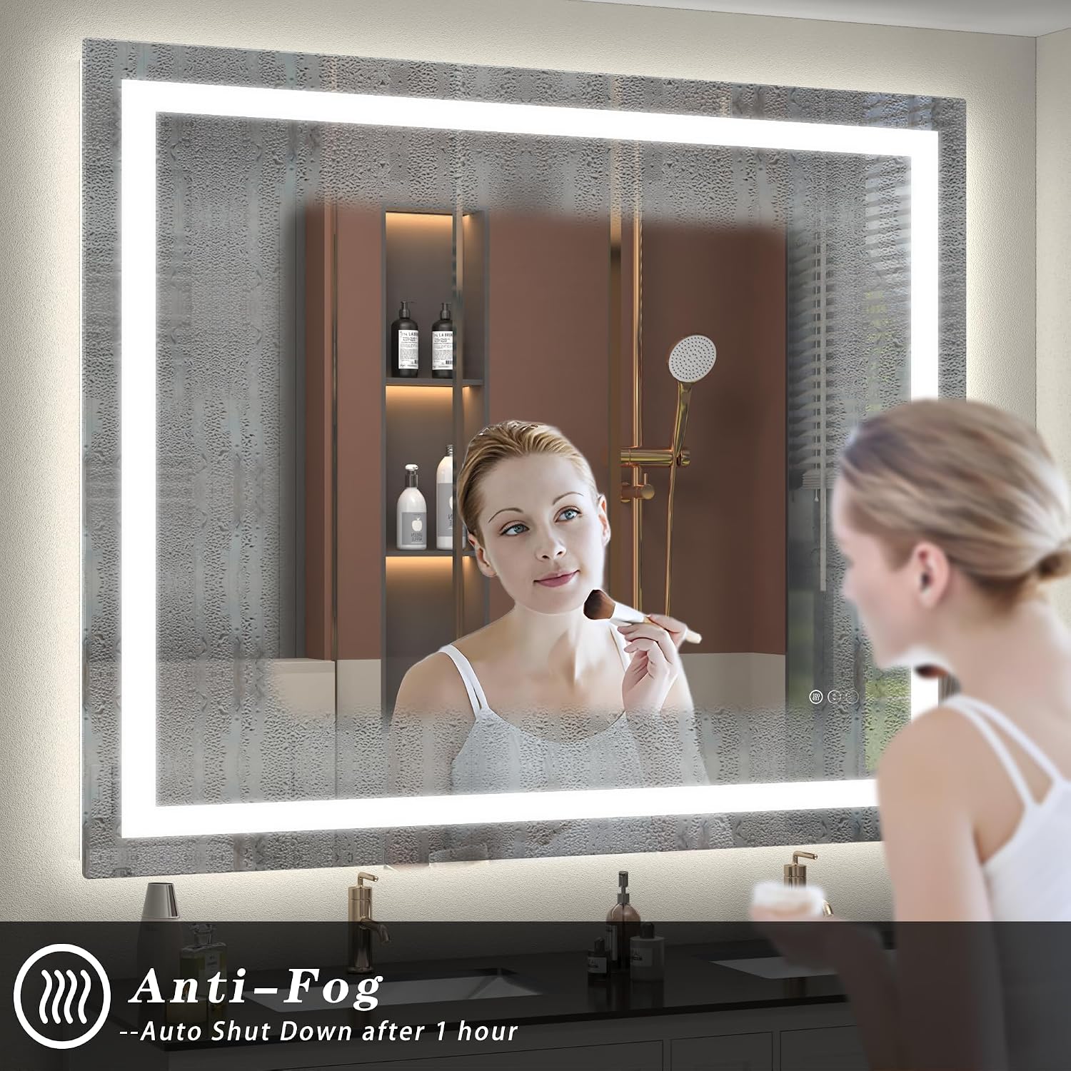 40x36 LED Lighted Bathroom Mirror for Vanity | Front Light and Backlit, Anti-Fog, Memory, 3 Color, Tempered Glass