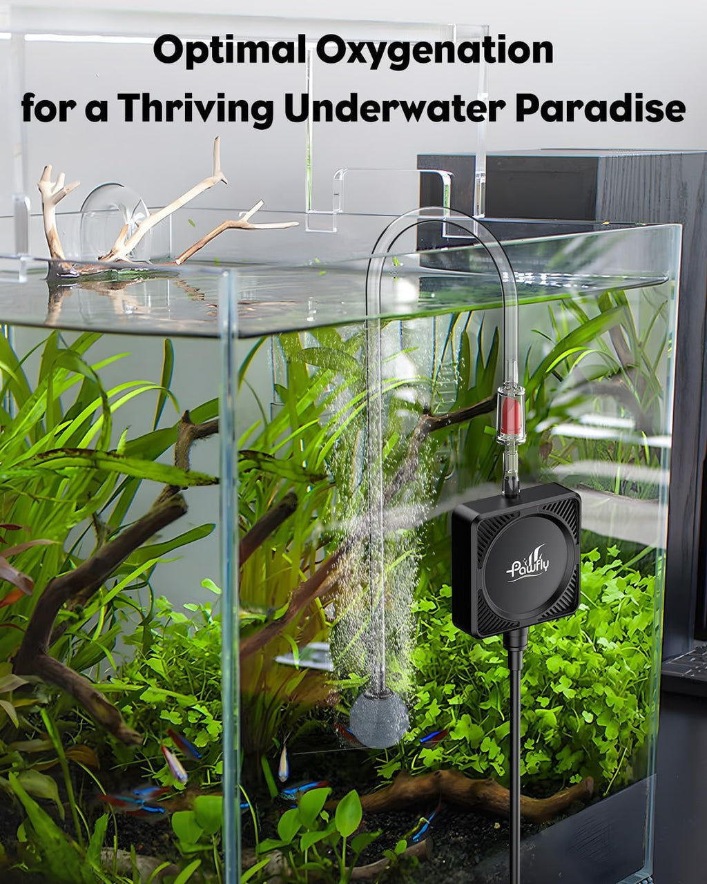 Nano Silent Aquarium Air Pump, Mini Bubbler with Accessories, 1.3 W Portable Oxygen Aerator for 1-15 Gallon Fish