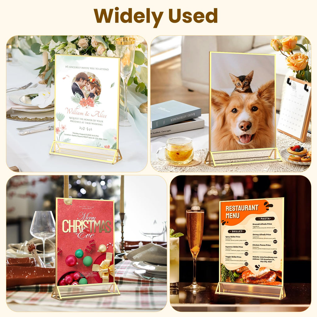 5X7 Acrylic Sign Holder Double-Sided Gold Frames,6 PCS