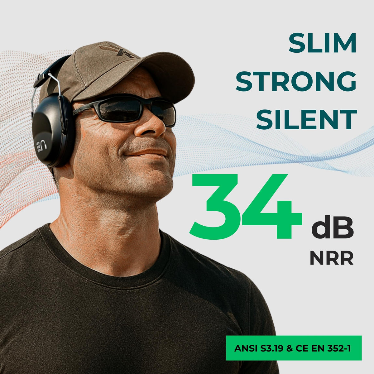 34dB NRR Ear Protection, Noise Reduction Ear Muffs - Black