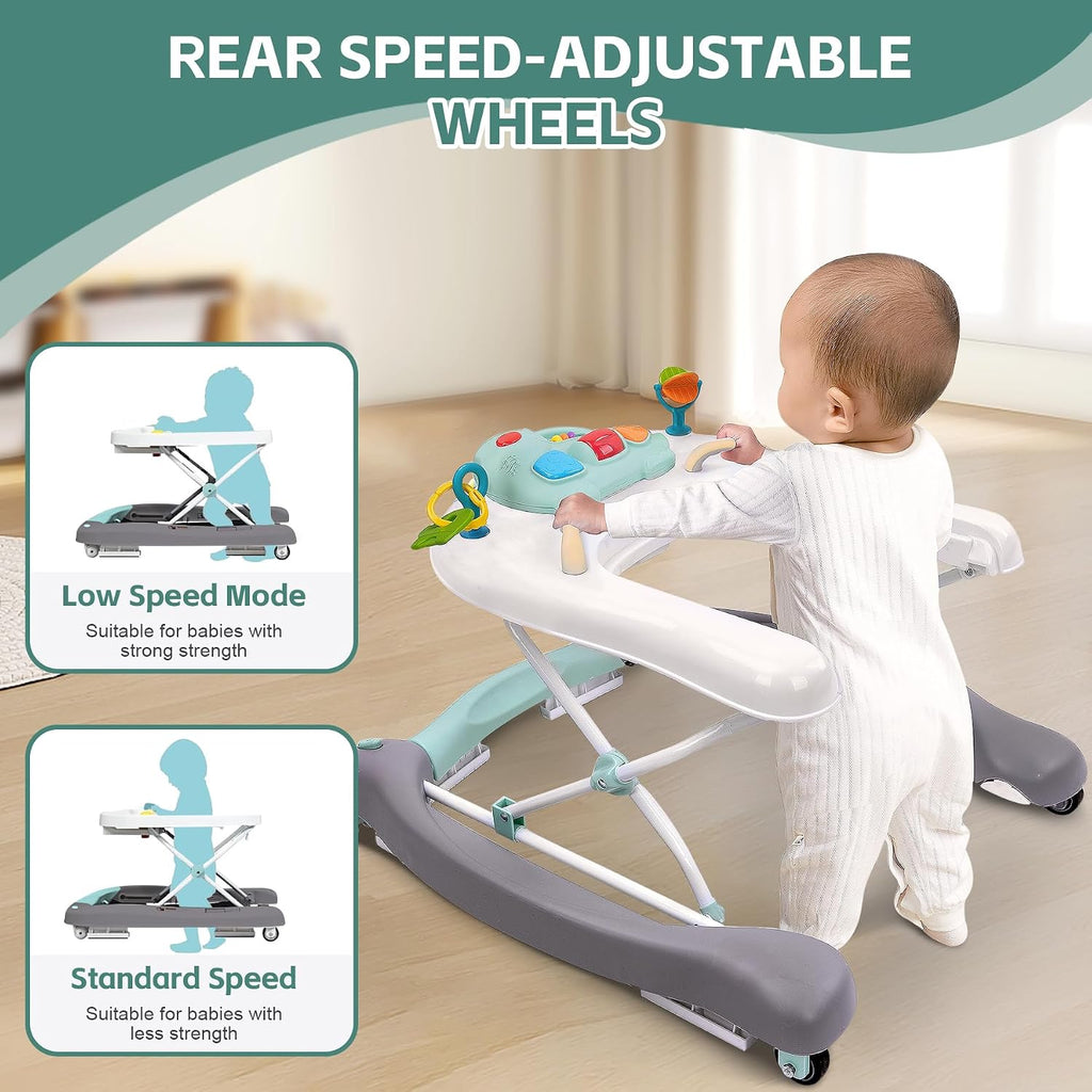Foldable Baby 5-in-1 Activity Walker - Rocker, Activity Center, Bouncer, Seat Walker, Push Walker - Adjustable Speed