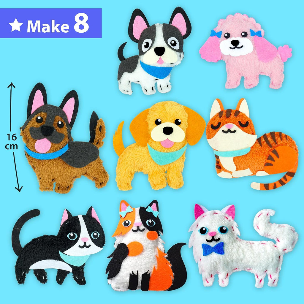 Puppy & Kitten Sewing Kit for Kids Ages 6+ | 8 Dolls