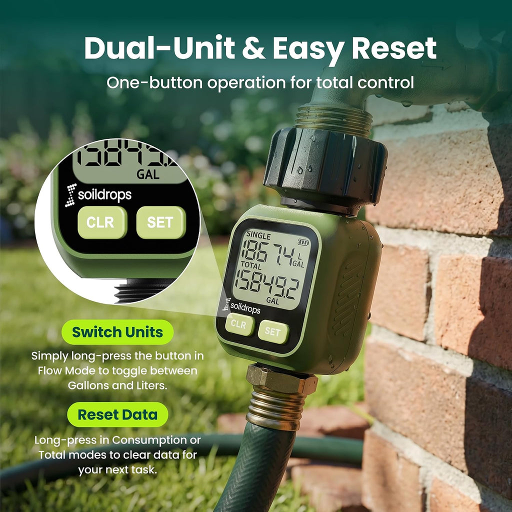 Digital Water Flow Meter for Garden Hose 3/4" GHT Flow Tracker