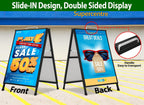 A Frame Sidewalk Sign 24 x 36 Inch Outdoor, Double-Sided Folding Sandwich Board with Handle, Heavy Duty Metal