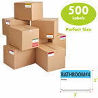 500 pcs 20 Designs Pre-Printed Color-Coded Home Moving Packing Box Labels with Writable Notes Areas, Each Measures 2”