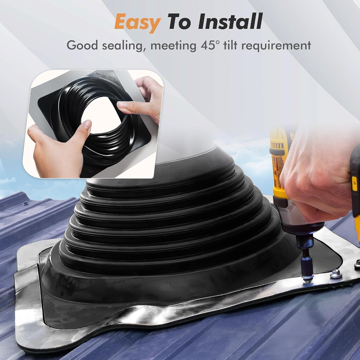 #3 Metal Roof Vents Flashing, Roofing Boots Kit for Houses Fits Pipe Od 1/4" to 5-3/4", Epdm Flexible Roof Jacks for