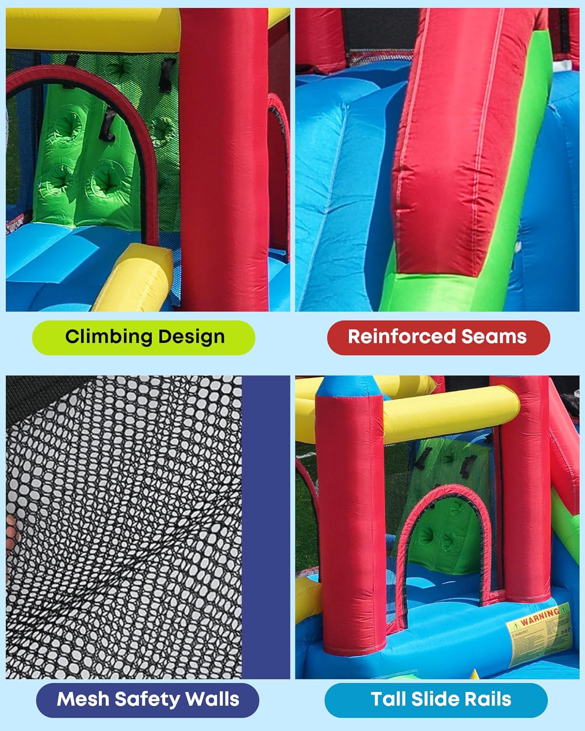 Inflatable Water Slide, 9-in-1 Bounce House for Kids Ages 3–6, Wet or Dry Bouncy Castle with Trampoline, Climbing
