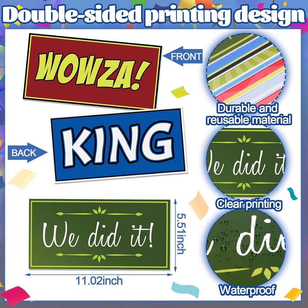 64 Design Photo Booth Prop Sign Decor Double Sided Photobooth Accessoires 11x5.5'' PVC Selfie Prop Sign for Wedding
