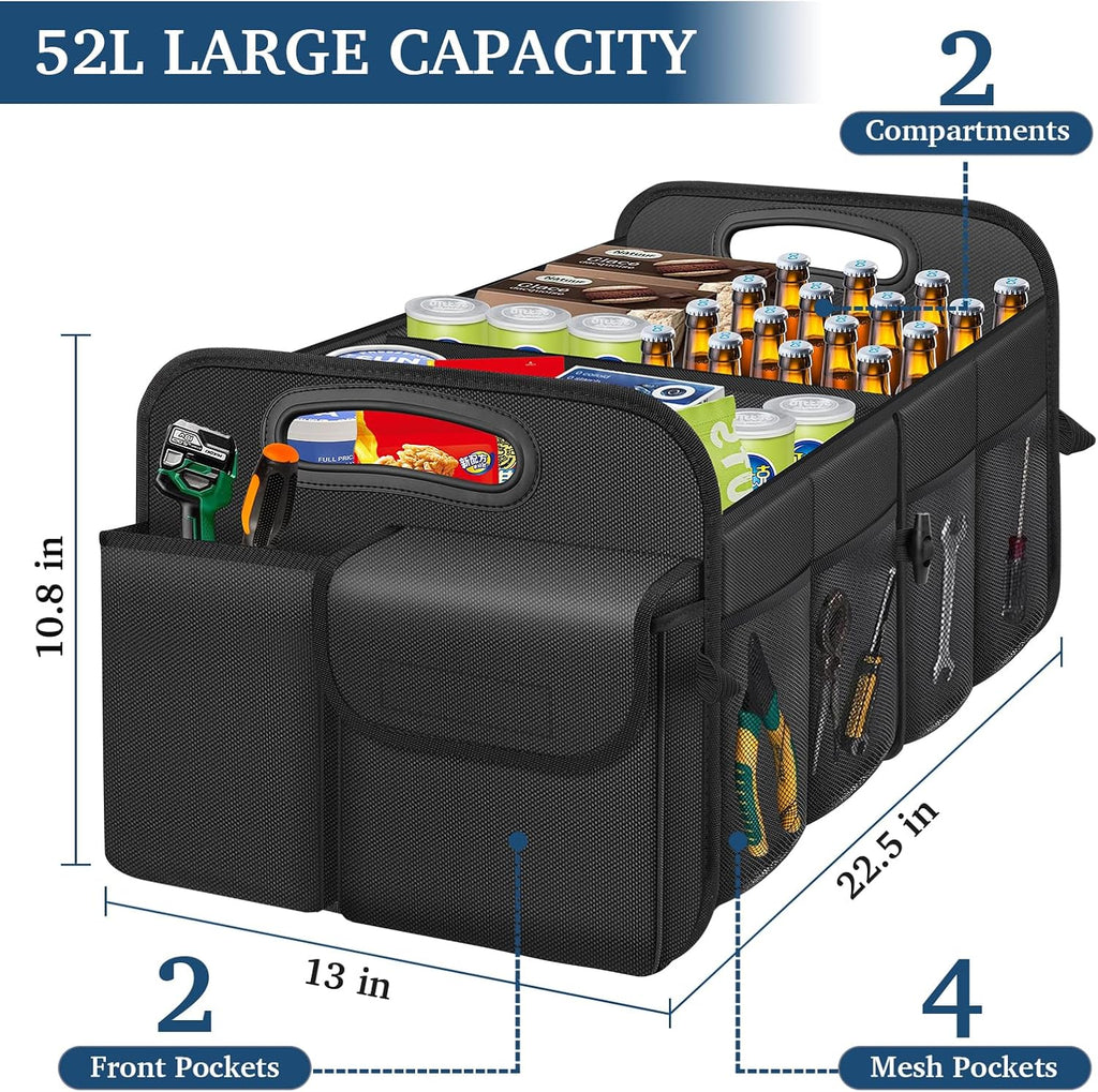 Car Trunk Organizer with Large Capacity Waterproof Car Accessories for Women & Men, Collapsible Trunk Organizer for
