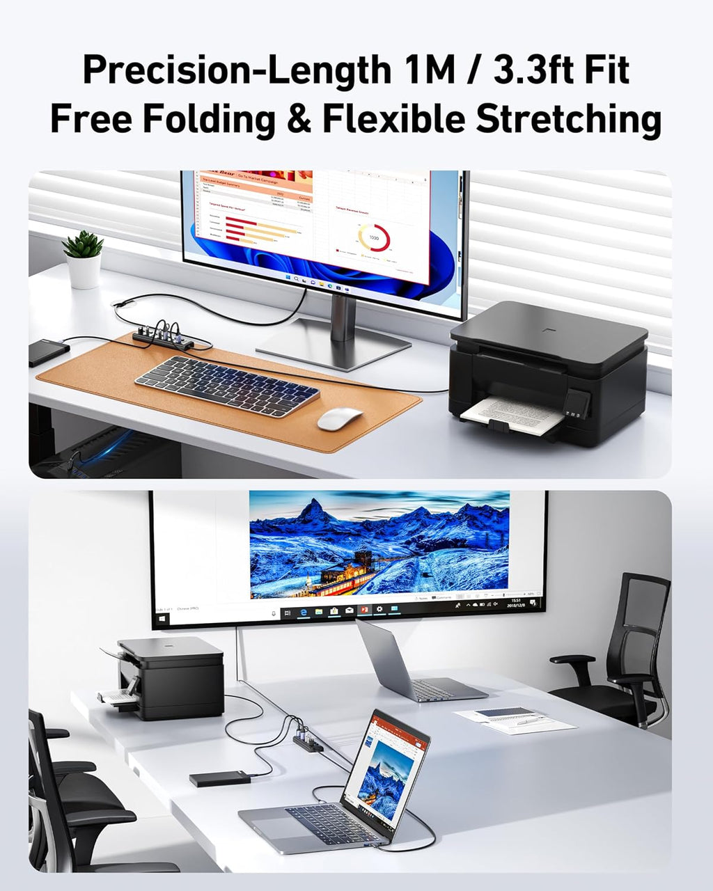 USB 3.0 Hub 7-Port, Ultra-Slim Portable USB Splitter with 3.3ft Cable - Compatible with MacBook Pro/Air,Mac Pro, Mac