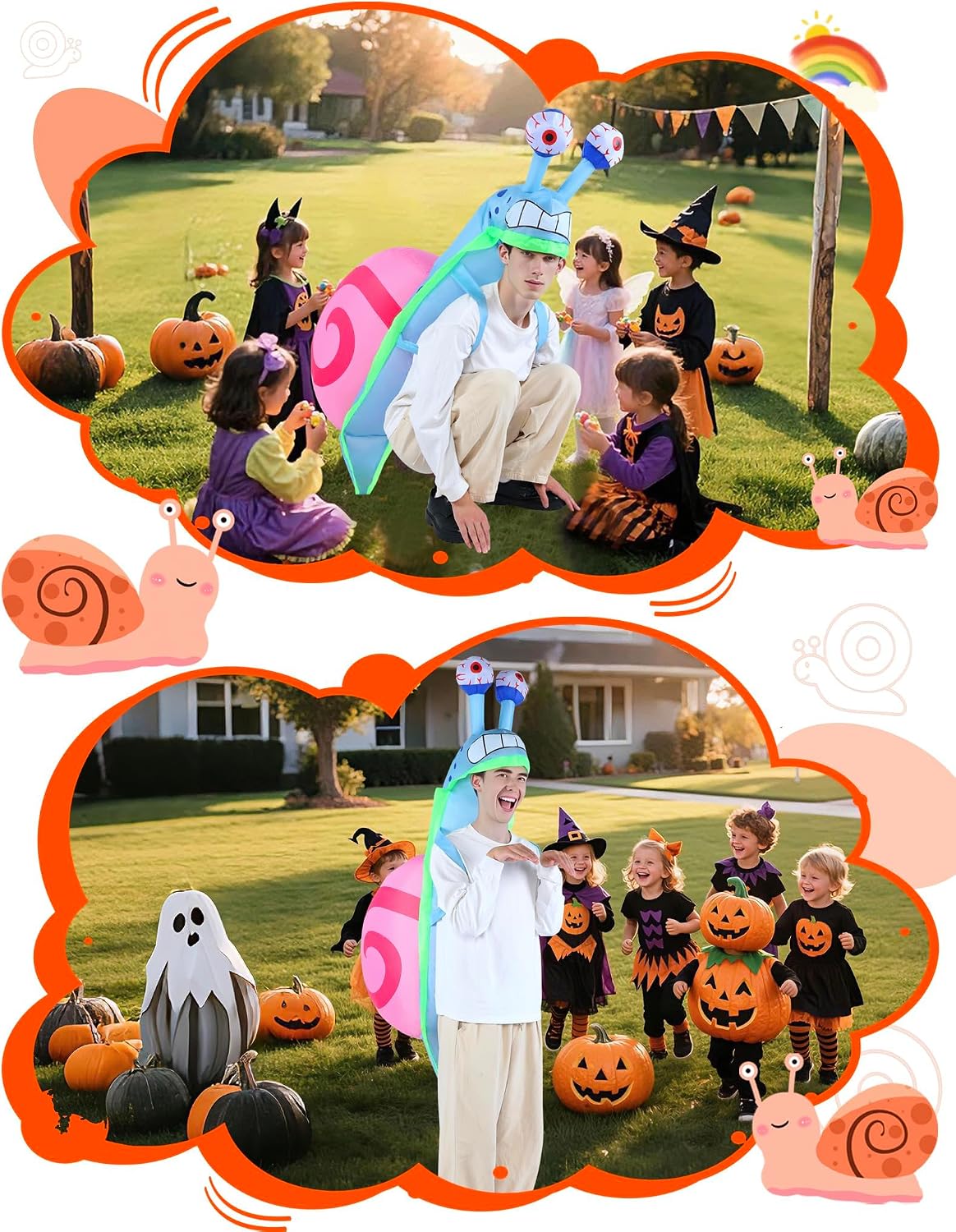 Inflatable Costume Adult Funny Snail Blow Up Costumes with Pocket Halloween Animal Outfit for Women Men Cute Party