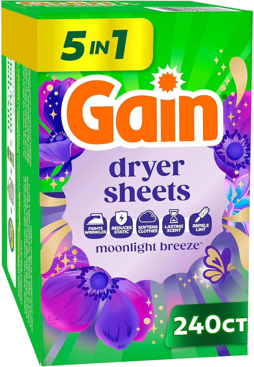 Laundry Dryer Sheets, Fabric Softener Anti Static Sheets, Moonlight Breeze Scent, 240 Count (Packaging May Vary)
