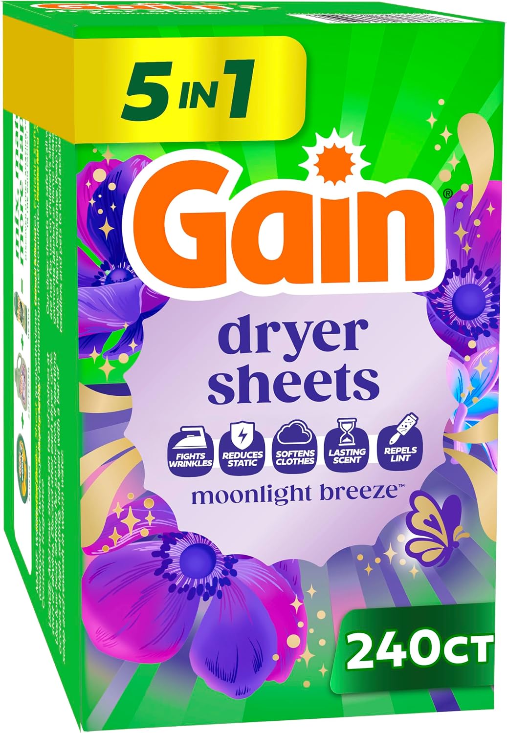 Laundry Dryer Sheets, Fabric Softener Anti Static Sheets, Moonlight Breeze Scent, 240 Count (Packaging May Vary)