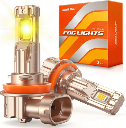 H11/H16/H8 Yellow LED Fog Light Bulb, 18000LM Ultra Bright Yellow Fog Lights, IP68 Waterproof Injection Sealed,Long