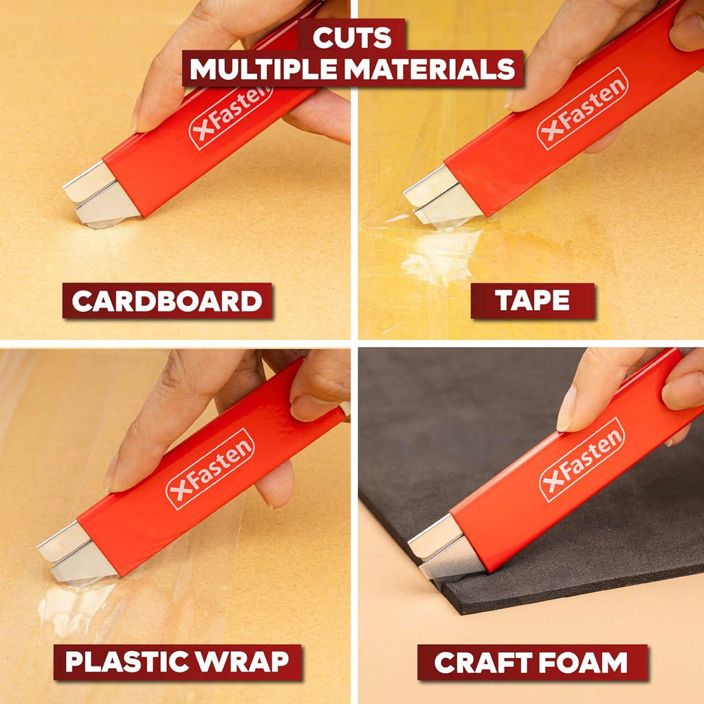 12-Pack Retractable Box Cutters with Safety Scraper Bulk Cardboard and Carton Mini Flat Box Cutter Blades Pack