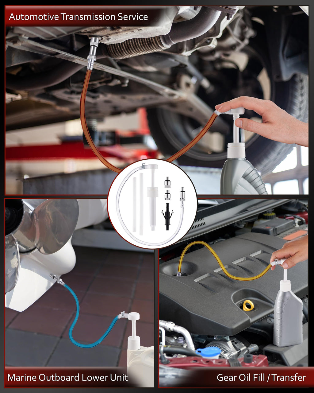 Lower Unit Gear Oil Pump for Standard Quart Bottles, 8cc Pump per Stroke