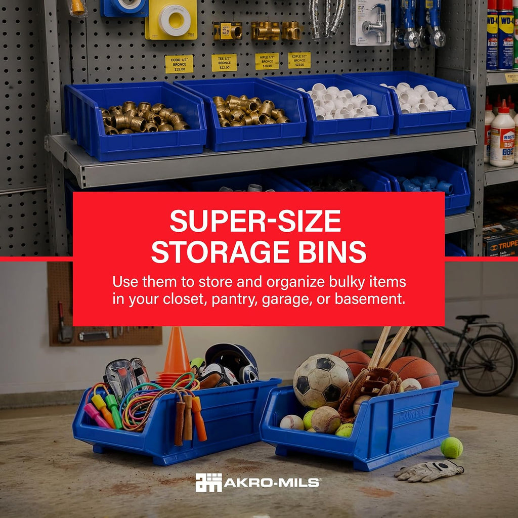 30280 Super-Size AkroBins Plastic Storage Bins, Space-Saving Stackable Bins for Garage, Classroom, Warehouse