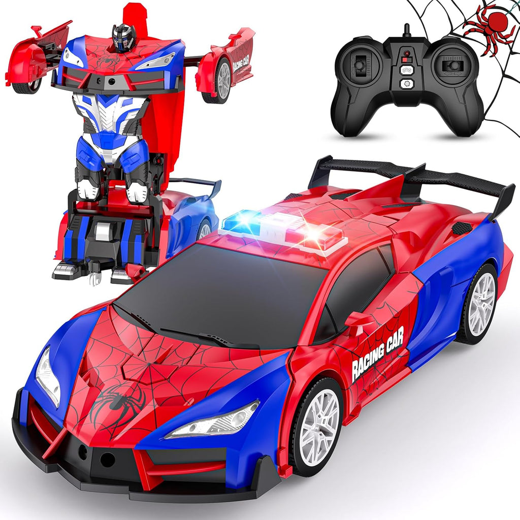 Remote Control Car with One Button Transformation, RC Cars Transforming into Robot, 2.4Ghz 360 Degree Rotation Police