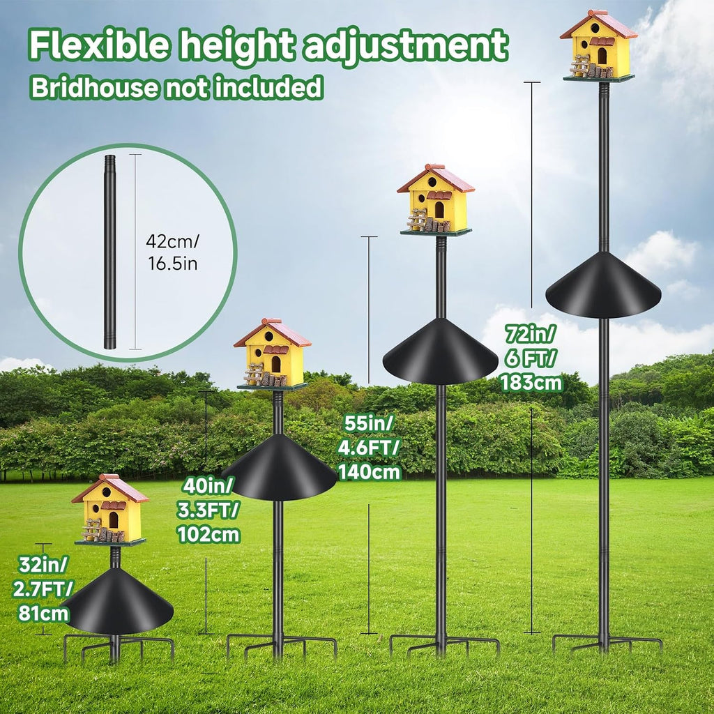 Smart Bird Feeder Pole Stand 79In,Adjustable Height Metal Bird House Pole for Outdoor Garden with Multiple Mounting