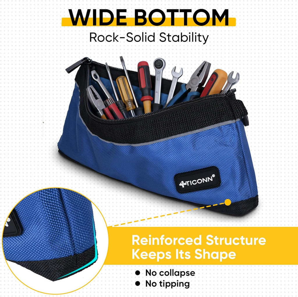 Tool Pouches with Zipper, 1680D Oxford Small Tool Bags, Waterproof Utility Bag Zipper Pouch for Tool Organizers and