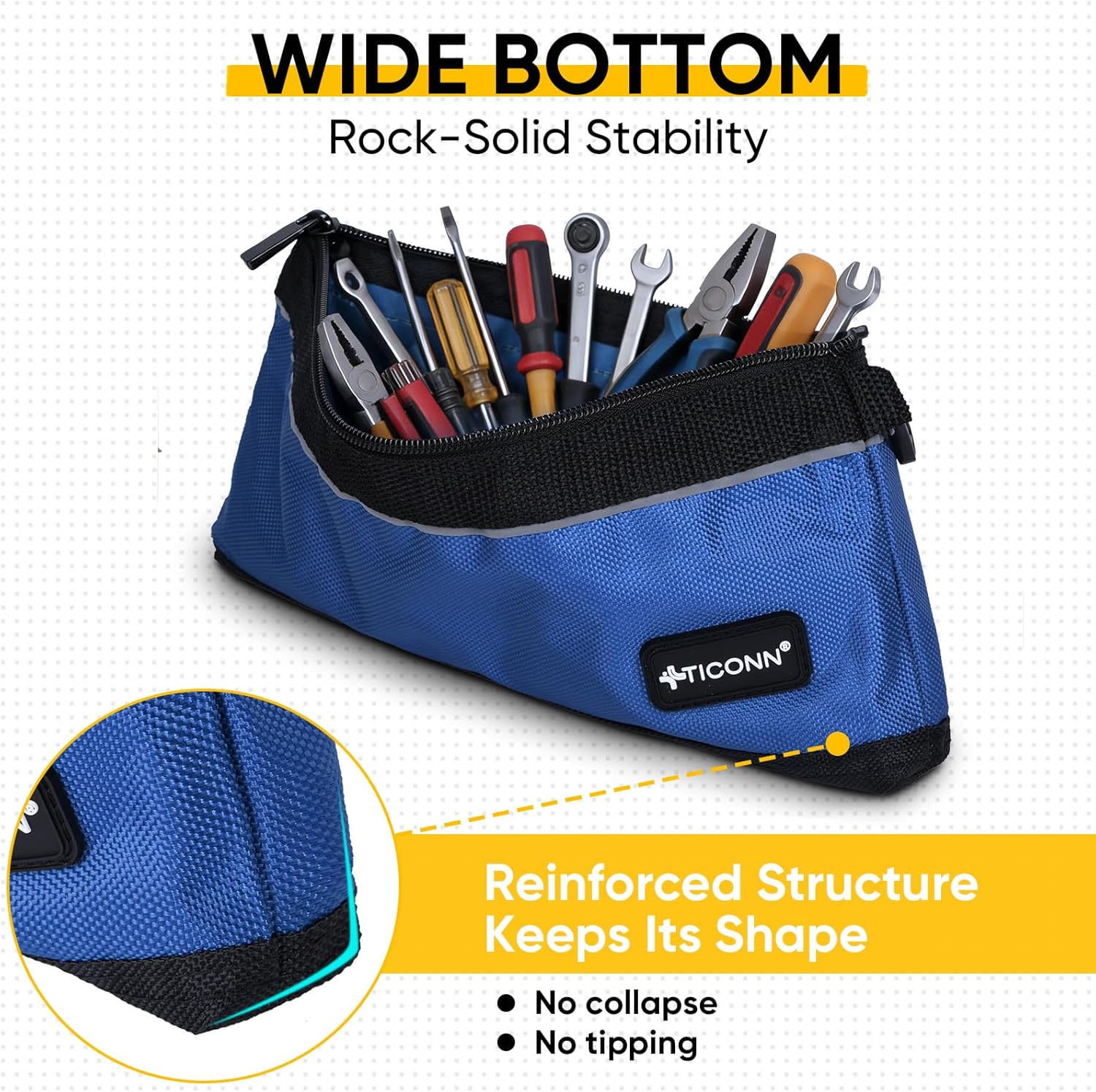 Tool Pouches with Zipper, 1680D Oxford Small Tool Bags, Waterproof Utility Bag Zipper Pouch for Tool Organizers and